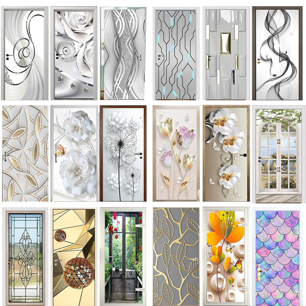 Interior Design Product - Modern Door Sticker Simulate Glass Pattern