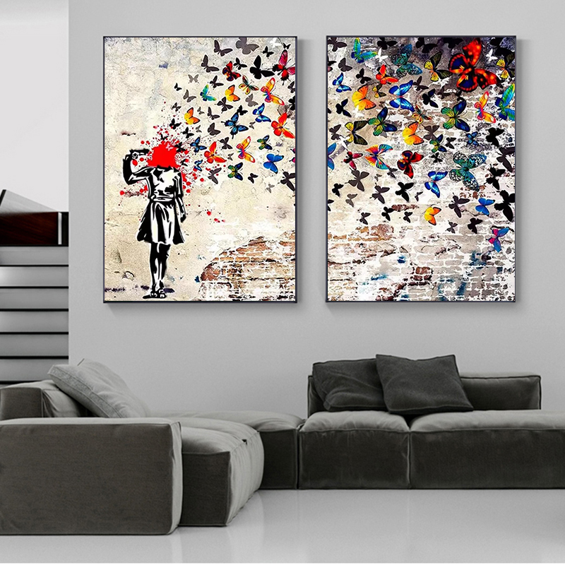 Banksy Butterfly Girl Poster a - Interior Design House บทวิจารณ์และราคา
