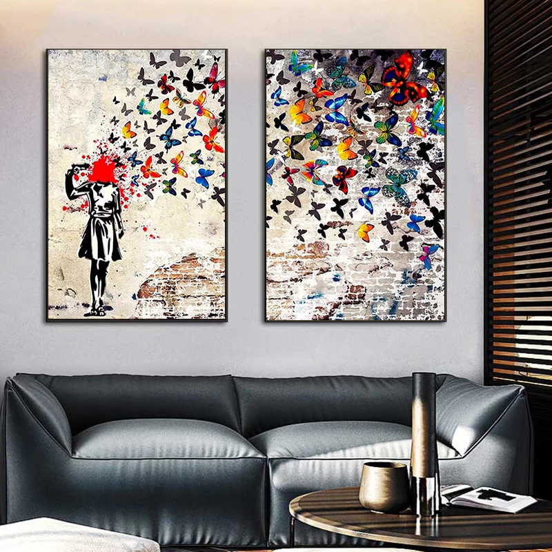 Banksy Butterfly Girl Poster a - Interior Design House บทวิจารณ์และราคา