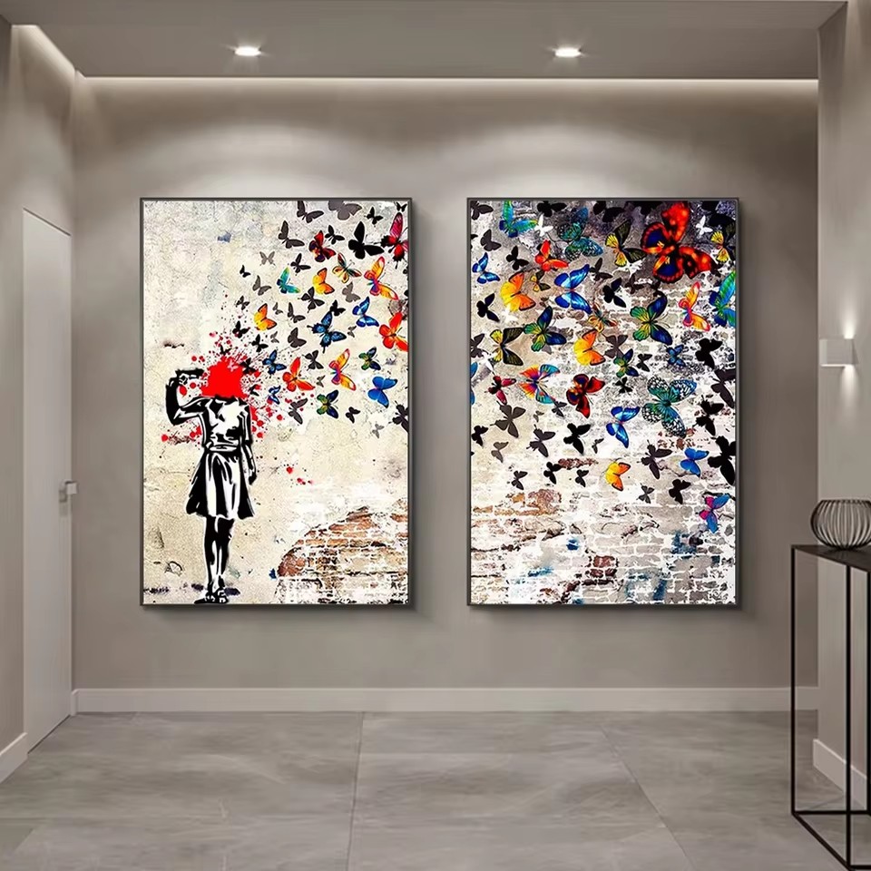 Banksy Butterfly Girl Poster a - Interior Design House บทวิจารณ์และราคา