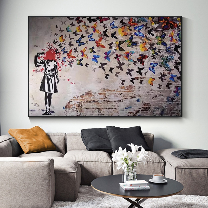 Banksy Butterfly Girl Poster a - Interior Design House บทวิจารณ์และราคา