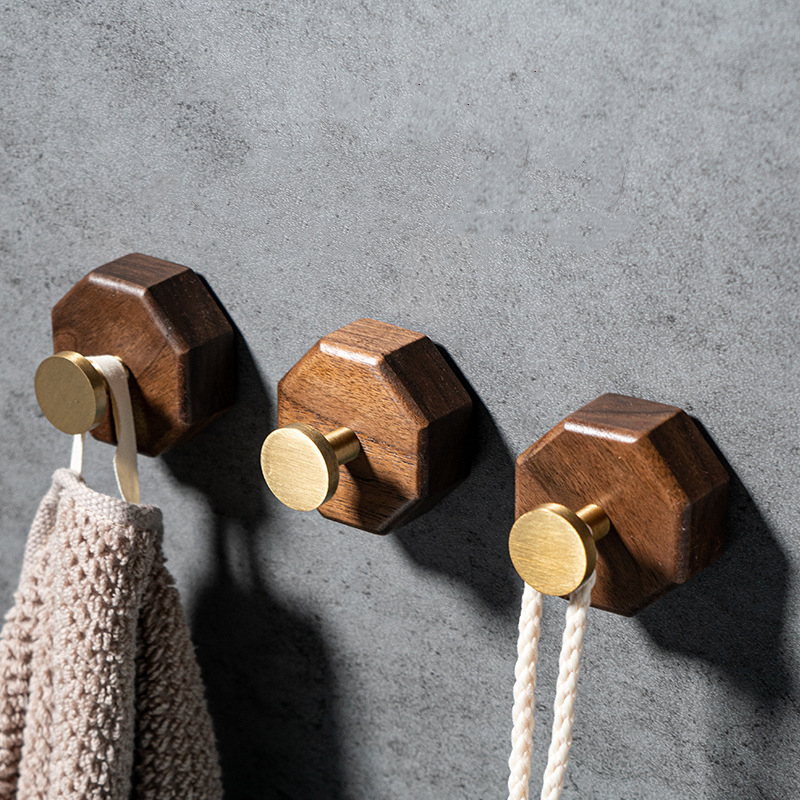 2/1pcs Walnut Wood Brass Hook  - Interior Design Product บทวิจารณ์และราคา