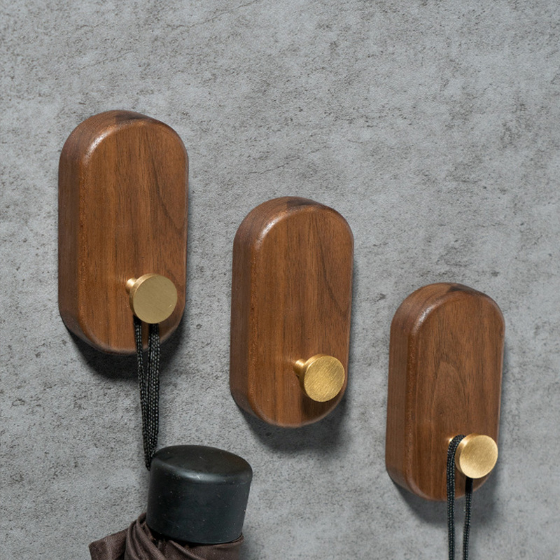 2/1pcs Walnut Wood Brass Hook  - Interior Design Product บทวิจารณ์และราคา