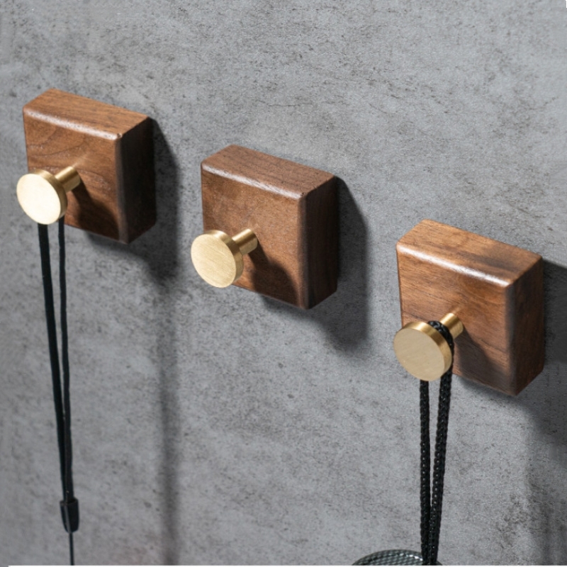 2/1pcs Walnut Wood Brass Hook  - Interior Design Product บทวิจารณ์และราคา