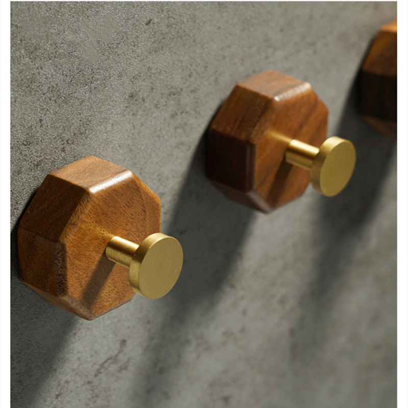 2/1pcs Walnut Wood Brass Hook  - Interior Design Product บทวิจารณ์และราคา