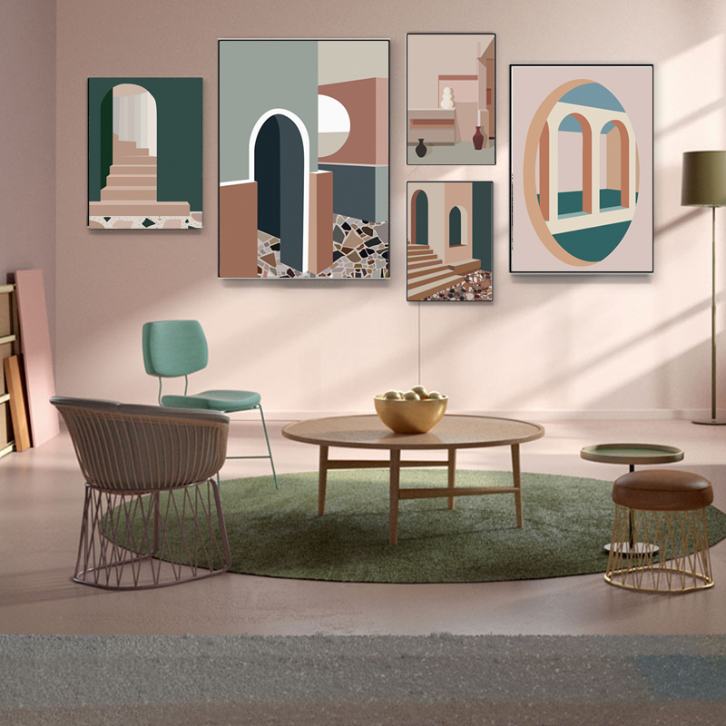 Retro Morandi Building Canvas  - Interior Design Build บทวิจารณ์และราคา