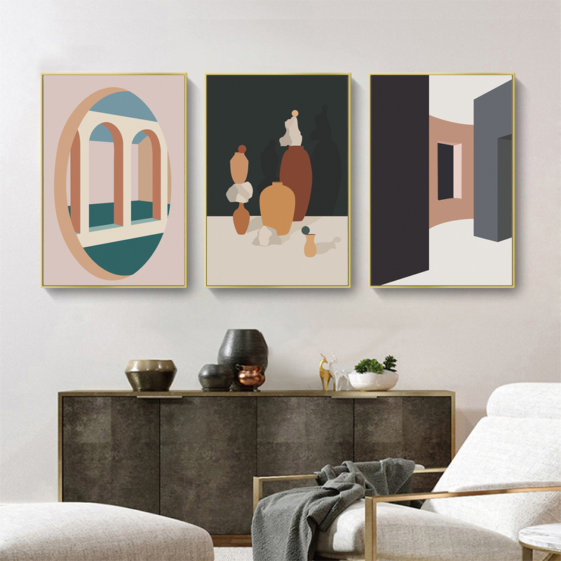 Retro Morandi Building Canvas  - Interior Design Build บทวิจารณ์และราคา