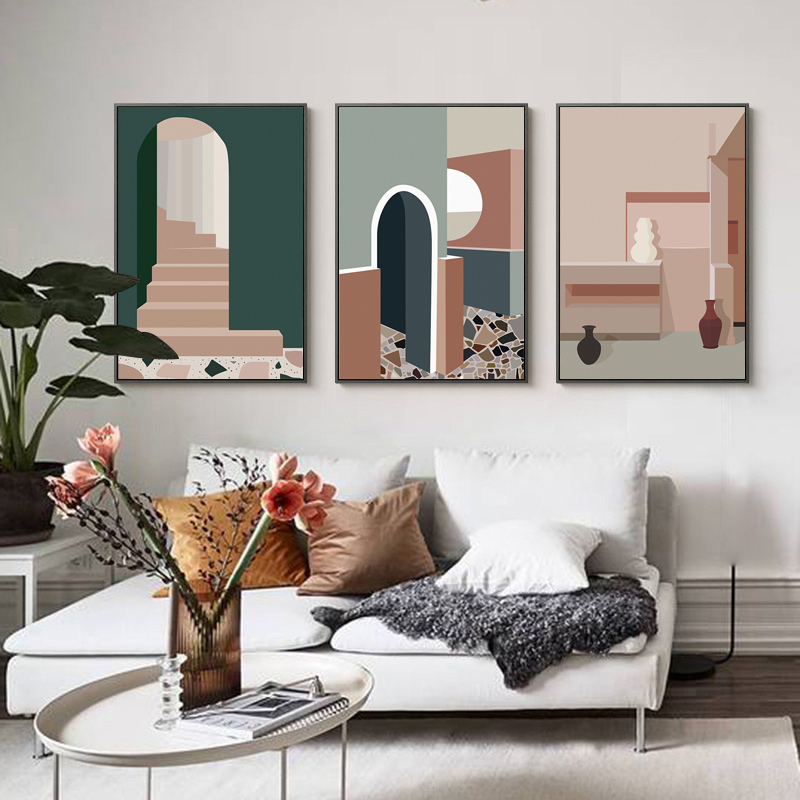 Retro Morandi Building Canvas  - Interior Design Build บทวิจารณ์และราคา