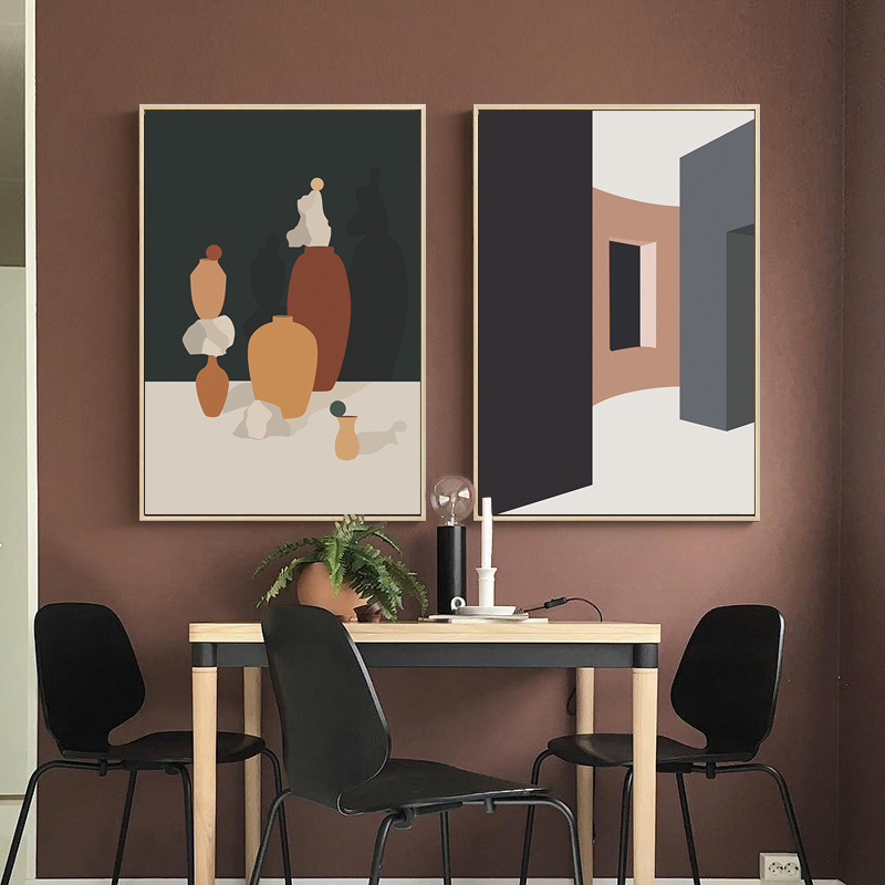 Retro Morandi Building Canvas  - Interior Design Build บทวิจารณ์และราคา